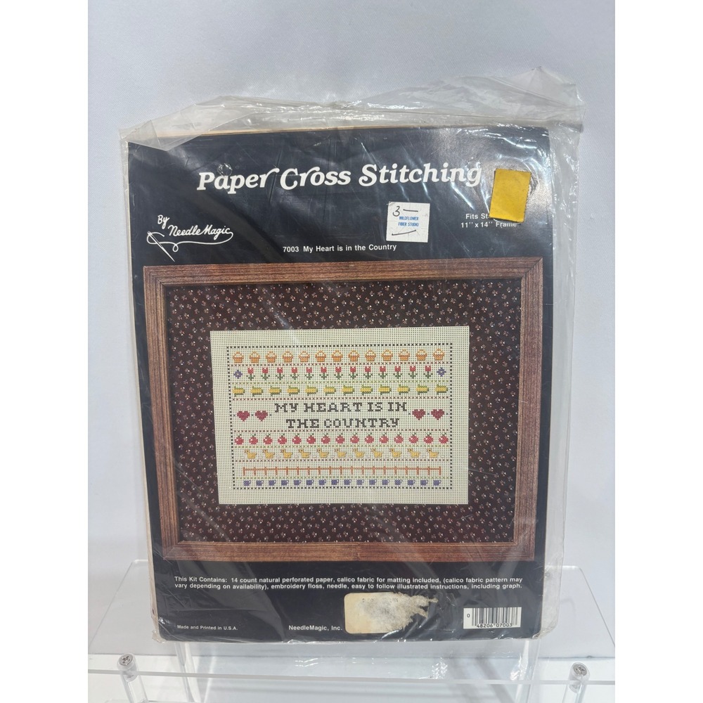 VTG Needle Magic Paper Cross Stitch Kit Unisex Multi My Heart is in the Country